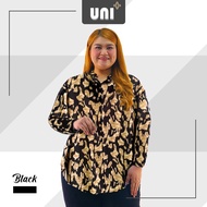 [UNIPLUS] Blouse Women Leopard Print Capri Sleeve Button Blouse Plus Size muslimah Murah Baju Viral Labuh Blause Wanita
