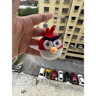 crochet red angry bird ball keychain