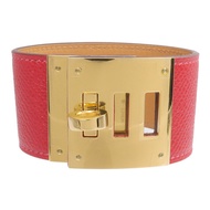 HERMES Epsom皮革Kelly Dog Bracelet手帶Rouge Casaque