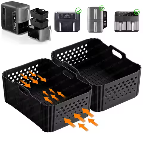 Hot Air Fryer Silicone Mold for Ninja Double Stack XL SL401 SL400 Reusable Airfryer Dish for Dual Zo