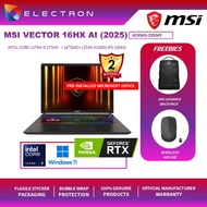 MSI Vector 16 HX AI A2XWIG-295 16" QHD+ Gaming Laptop(Ultra 9 275HX,16GB,1TB SSD,RTX 5080 16GB,W11)