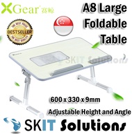 ★XGear A8 Large A8L (600 x 330 x 9mm) Foldable Portable Laptop Table with USB Cooling Fan, Adjustable Height and Angle, Desk Bed Side Bedside Stand Couch for Writing Reading Studying Eating, Breakfast Serving Bed Study Tray★