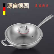 ST/🎀Puke316Stainless Steel Wok Smoke-Free Non-Coated Non-Stick Cooker Gas Stove Induction Cooker Universal YCRU