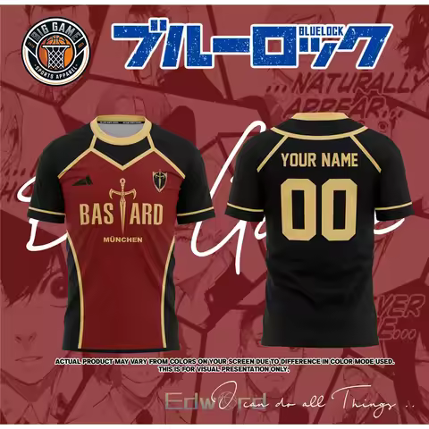 Blue Lock Jersey Futsal Football Motif VL Replika Blue Lock Anime Bastard Munchen Summer Custom Men 