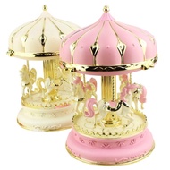 ADAMES Carousel Music Box, Colorful Girly Heart Carousel Ornaments, Elegant Cute Handmade Carousel C