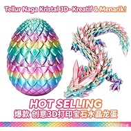 Mainan Naga Kristal Telur Naga 3D, Naga Bersendi Boleh Bergerak, Telur Dinosaur DIY, Hiasan Naga, Ha