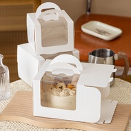 (10pcs) White Window Cake Box with handle 4/5/5+/6/6+ inch Kotak Kek L shape window cake box