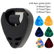 Guitar Picks and Guitar Pick Holder Set 6PCS Celluloid Picks 0.46mm 0.71mm 0.96mm 1PCS Holer Stick-on Guitar Bass Ukulele (Picks Random Color)