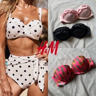 H&M Bandeau Balcette Wired Bikini Bra Top / Padded Thick Foam Bikini Push Up Top Swimsuit Hnm Leftov