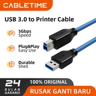 CABLETIME Kabel USB Printer 3.0 USB-A To USB-B Male To Male For Scanner