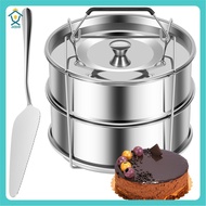 2-Tiers Stainless Steel Steamer 2.4 Quarts Capacity with Lid Stackable Flan Pan Mold Nonstick Steame