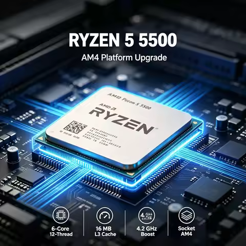 Desktop Game Assembly Processor AMD Ryzen 5 5500 6 Core 12 Thread 3.6GHz Base Speed 16MB L3 Cache AM