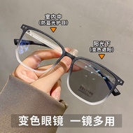 ojo eyewear glasess anti radiation transition eyeglasses anti radiation for women eo optical eyeglasses Color-Changing Myopia Glasses Men Women Ultra-Light Vintage Anti-Blue Light Radiation Korean Version Square Frame Big Face Slimmer Look