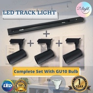 [Black] Track Light Set Casing LED MR16 GU10 Bulb Spotlight Ceiling Light Spot Light Tracklight 轨道灯 [1 Year Warranty]