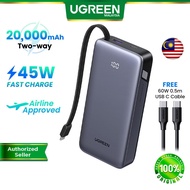 UGREEN 145W 67W Nexode PowerBank 20000mAh PD3.0 QC PPS Built in C Cable USB C Fast Charging for iPho