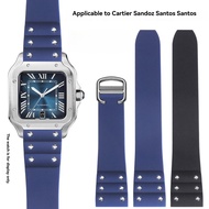 Suitable for Cartier Santos Silicone Strap Santos Santos 100 Series Blue Rubber Bracelet 21mm