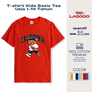 Lasogo Children's T-shirt Distro Bear Motif California T-shirt Ages 1-14 Years Cotton Combed 30s -FG