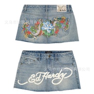 edhardy女装DragonDenimMiniSkirt印花迷你短裙