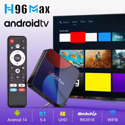 New H96Max RK3518 Android 14 4K TV Box Quad Core WiFi6 BT5.4 Google Voice Assistant with New Square 