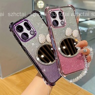 Case for OPPO Find X9 X9 Pro
 Phone Casing Diamond Bow Makeup Mirror Soft TPU Shockproof Protection 