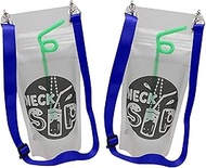 NeckSip OG Wearable Drink Pouches (16oz, 2pk, Lanyards Blue) – Perfect for Concerts, Parties, Vacati