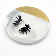 TIMBEE LO 黑色 法式搪瓷 金屬馴鹿角耳環