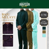 ANYSON WEAR Baju Melayu Tailor Fit Plus Size 7XL Lelaki Dewasa (Emerald Green/Hijau) | Baju Raya