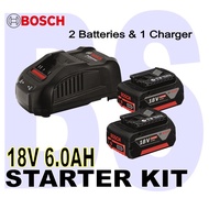 BANSOON BOSCH Starter Kit 18V 6.0Ah 2pcs Battery and 1pc Multi-Volt Quick Charger for Li-ion batteries from 14.4V-18V