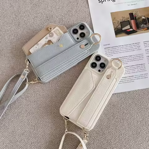 Ring Crossbody Wrist Strap Wallet Leather Cover For Aquos Sense 9 8 7 6 7plus Wish 3 4 R8 R9 Pro Cas