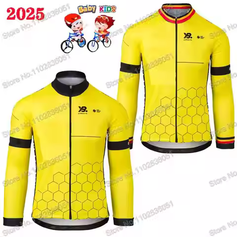 Kids France Tour Team 2025 Cycling Jersey Boys Girls Clothing Long Sleeve Children Bicycle Top Shirt