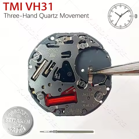 Japan VH31A Sweep Second 3 Hands Quartz Movement TMI Time Module Movement VH31B 110 ½ Ligne Quartz 1