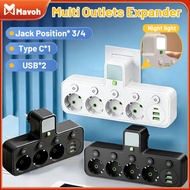 Multi Outlets Expander Wall Socket Extender Adapter EU Plug Power Strip With 4 Outlets + 2USB+1 Type