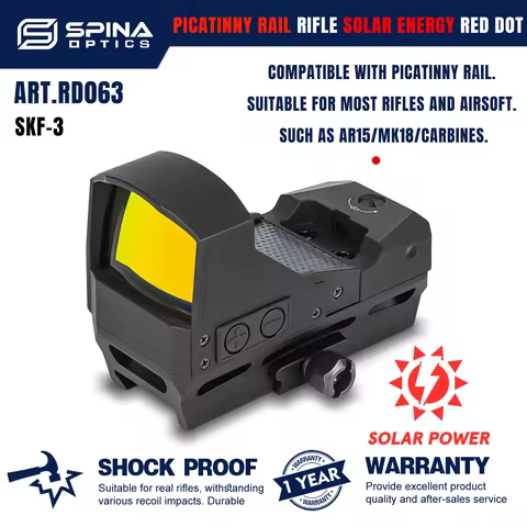 SPINA OPTICS SolarYardMight Solar Energy Red Dot Sight RifleScope QD Mount Hunting&Tactics AR CQB Si