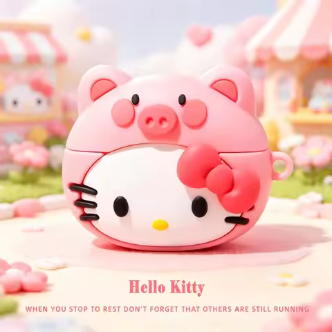 Cute Hello Kitty Silicone Earphone Case for Apple AirPods 1 4 3 2 Pro Bluetooth Wireless Earbuds 3D 