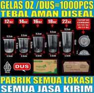 Gelas oz HALAL Oval Tebal 8gr 12oz 14oz 16oz 18oz 22oz Datar Rata Dus Bening Cup Bulat Dus JSK