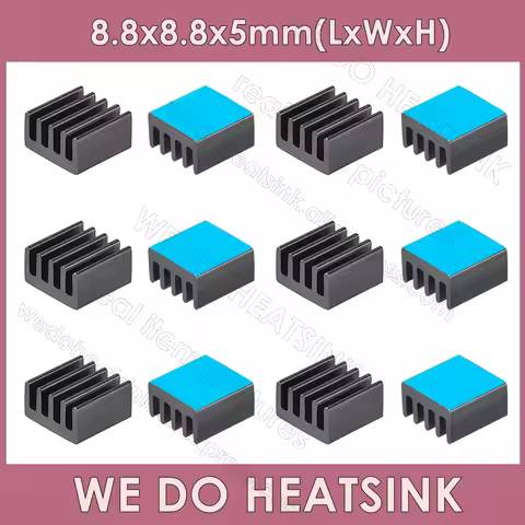 WE DO HEATSINK 8.8x8.8x5mm Without or With Thermal Pad Black Blue Anodized / Silver Aluminum Heatsin