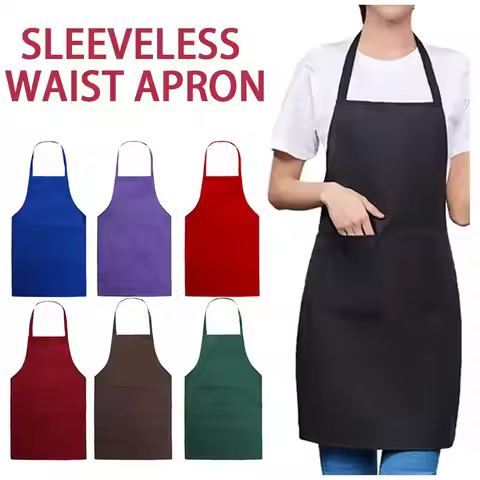 Unisex Adjustable Working Apron Household Solid Color Cooking Apron Reusable Kitchen Apron Women Men