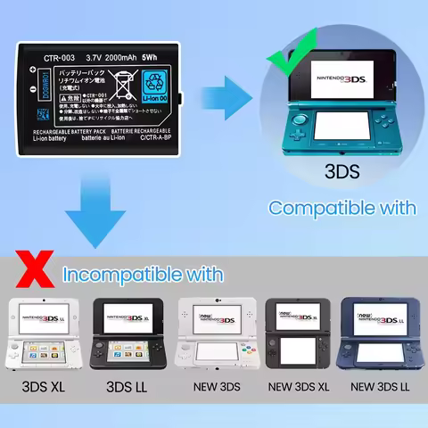 New CTR-003 For Nintendo 2DS NEW 2DS XL Battery CTR-003 For Nintendo 3DS N3DS Gamepad Controller New