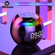 Wiresto Bluetooth Speakers Portable Mini Speakers TWS Bass Speaker Stereo Music Surround Wireless Mobile Call Colorful LED Light Speaker Outdoor Speakers with Alarm Clock for Laptop Phone Support TF FM