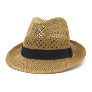 Summer Men Fedora Hats For Women Sun Hats Wide Brim Hollow Visor Cap Solid Straw Jazz Hat Beach Straw Hat Sombrero Panama Gorras