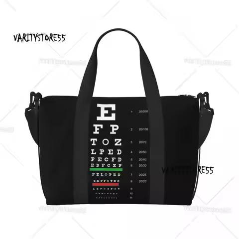 Custom Large Snellen Chart Eye Test Tote Bag for Women Optometrist Optician Shoulder Shopper Beach G