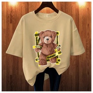 GET FASHION - BAJU KAOS WANITA DEWASA BEAR WARNING KPOP STYLE BAJU KAOS IMPORT BRAND TEES BLUS JUMBO