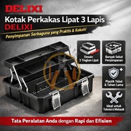 [JQ] Luxury Tool Box 17 Inch & 21 Inch Multifunctional 3-Layer Folding Tool Box PP Material DELIXI