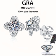 【 GRA Certificate Attached 】 1ct Moissanite Earrings, s925 Pure Silver Plated Platinum Small Fragran