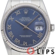 二手勞力士 Datejust 男士腕錶，藍色錶盤，已翻新，型號 16234(T)，18K 白金/不銹鋼材質，藍色錶盤，已翻新拋光，1996 年產，品相極佳。