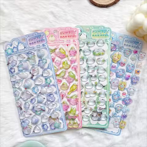 2026 Shiny Crystal Decorative Stickers - Cute Animal & Flower Embellishments for Journal DIY & Phone