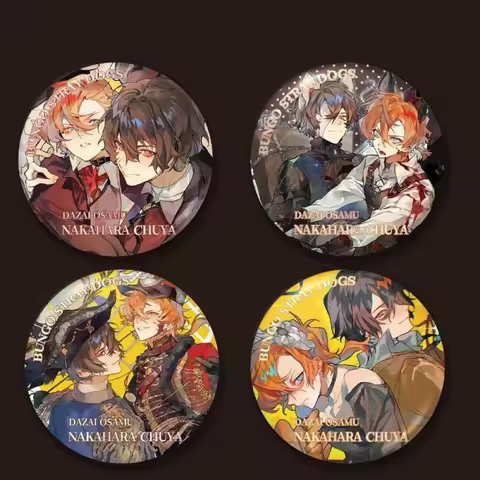 4Pcs Manga Bungo Stray Dogs Brooches Dazai Osamu Nakahara Chuya Sigma Cartoon Badges Backpack Clothe