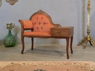【卡卡頌  歐洲古董】比利時 粉紅軟絨 玄關椅 電話椅 閱讀椅 穿鞋椅 咖啡桌椅 (特價)歐洲老件 ch0949