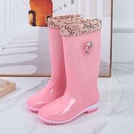 KY/ Quick-Drying without Lining Rain Boots Women's High Transparent Rain Shoes Fashion Outdoor Beach Waterproof Jelly Gl
