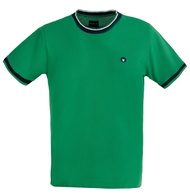 BROWNE & CO. เสื้อยืด คอตตอน สีเขียว คอ แขน แต่งผ้าทอลาย รุ่น TPT009-1-GR